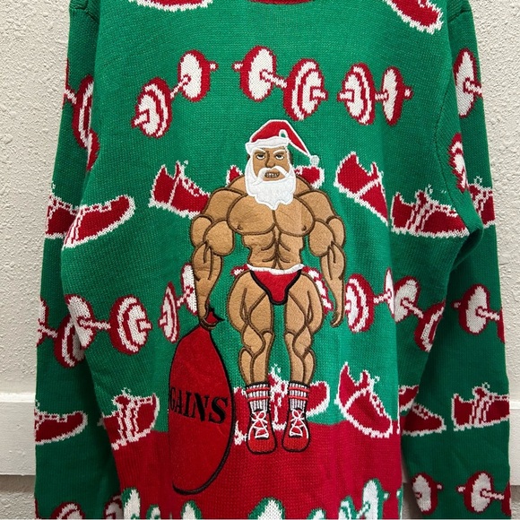 Blizzard Bay Men's Fitness Body Builder Ugly Christmas Sweater Large - Picture 3 of 5